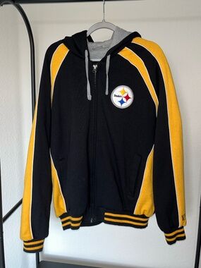 NFL PITTSBURG STEELERS | Men's Fleece Zip-Up Steeler Varsity Hoodie | Size XL